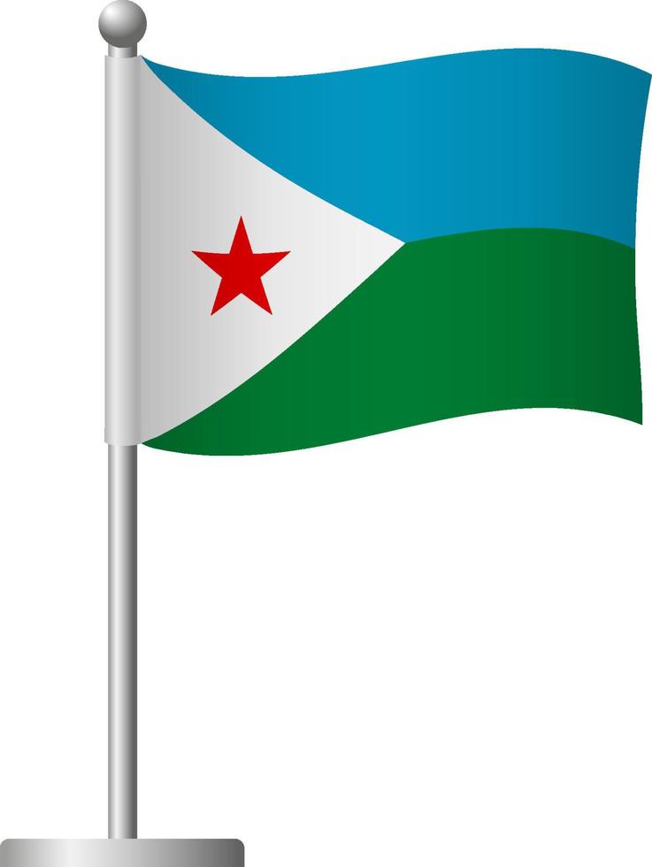 vlag van djibouti op paal icoon vector