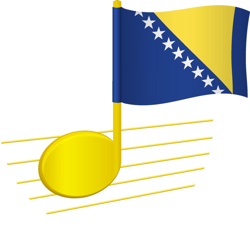 vlag en muzieknoot van bosnië en herzegovina vector