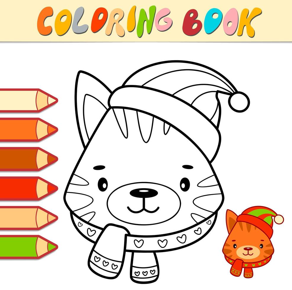 kleurboek of pagina voor kinderen. kerst dier zwart-wit vectorillustratie vector