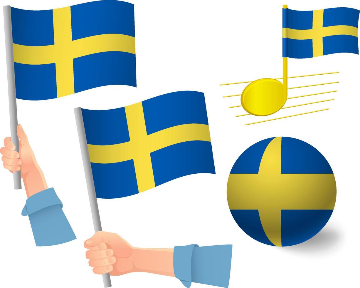 zweden vlag icon set vector