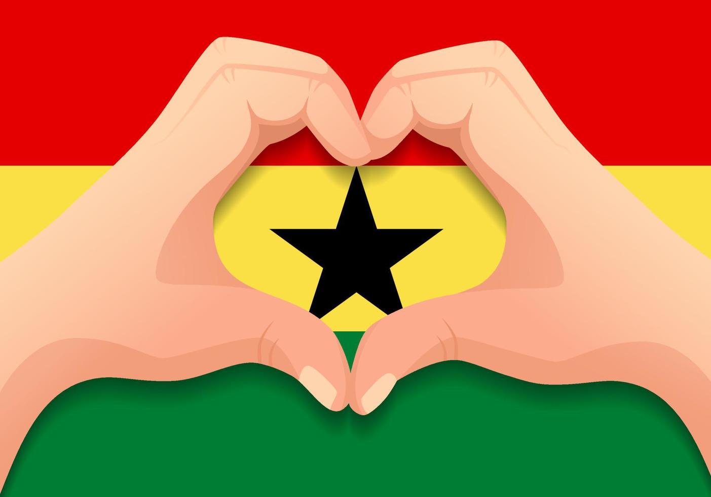 ghana vlag en handhartvorm vector