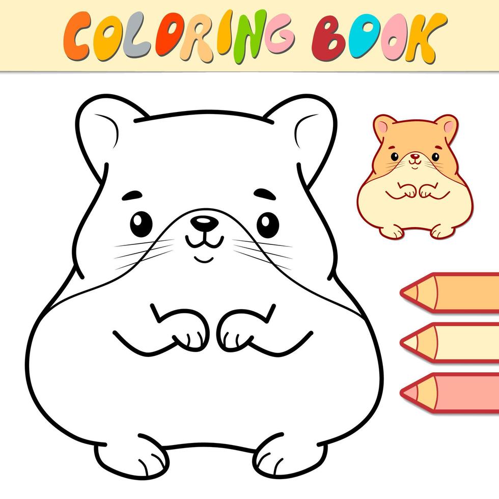 kleurboek of pagina voor kinderen. hamster zwart-wit vector