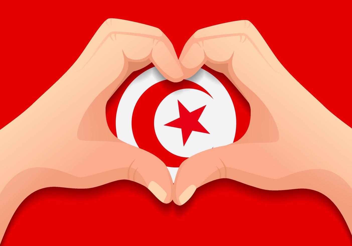 vlag van tunesië en handhartvorm vector