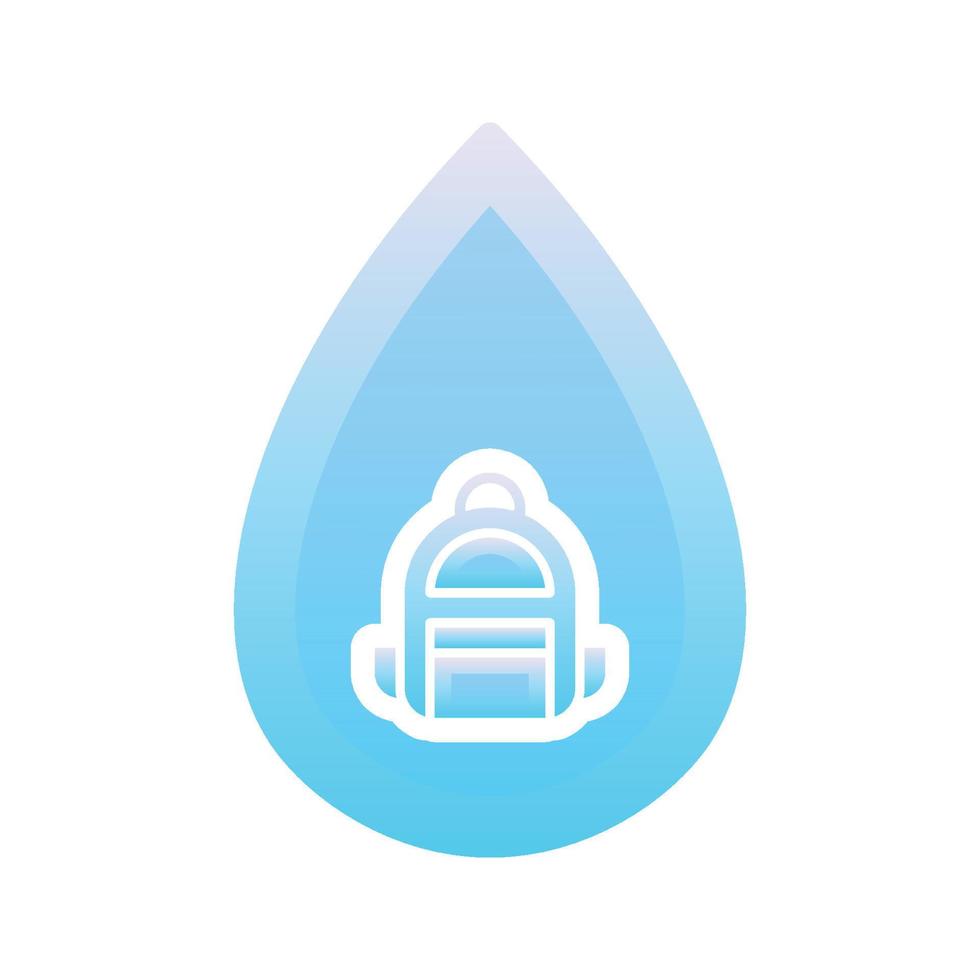 rugzak water logo gradiënt ontwerp sjabloon pictogram vector