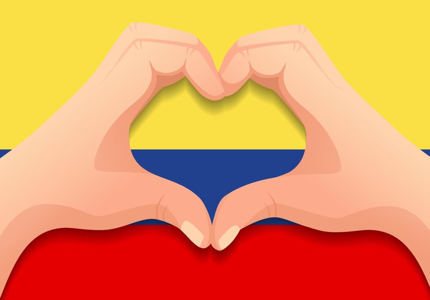 vlag van colombia en handhartvorm vector