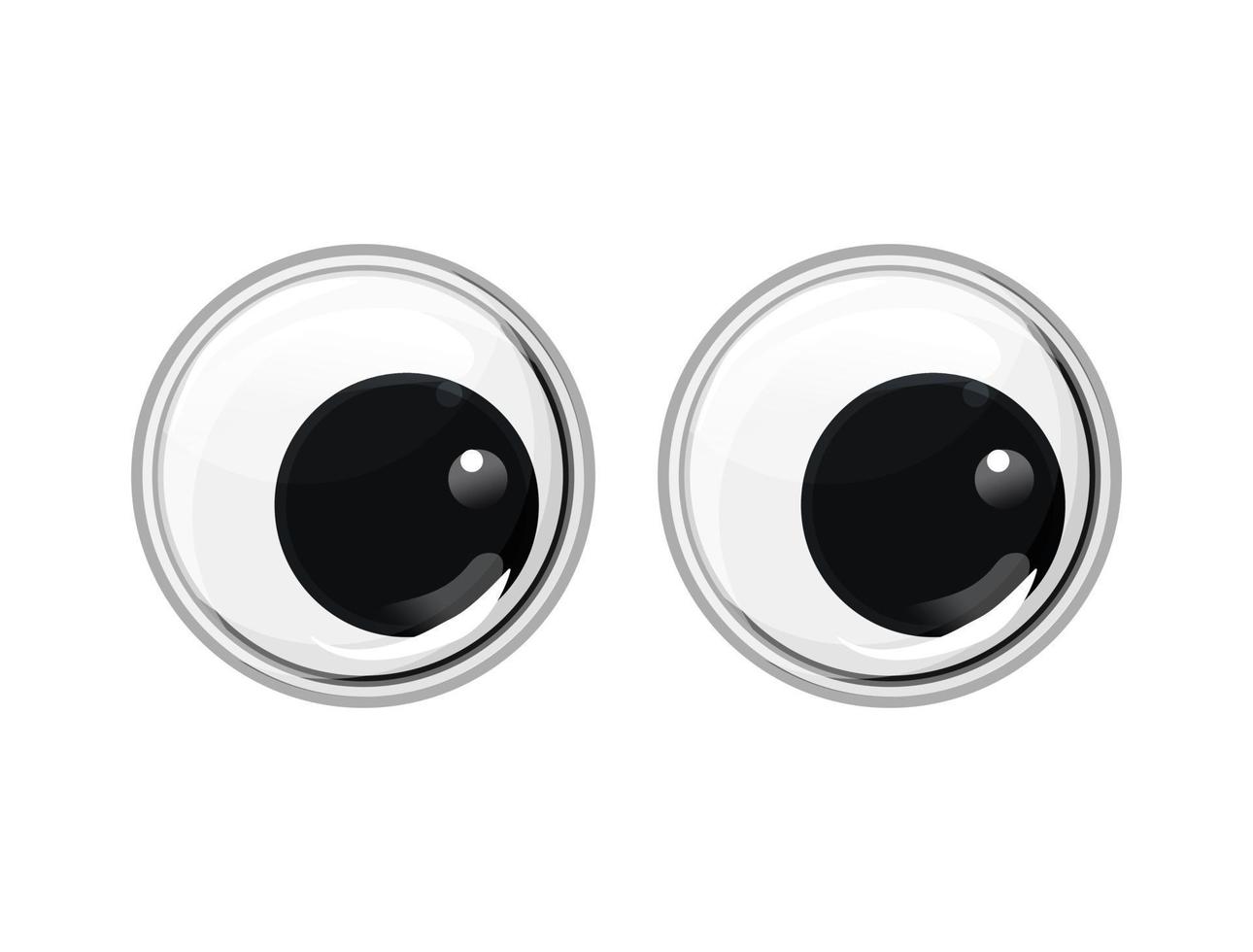grappige plastic speelgoed ogen op een afgelegen witte achtergrond. veilig speelgoed. schuine ogen. cartoon vectorillustratie. vector