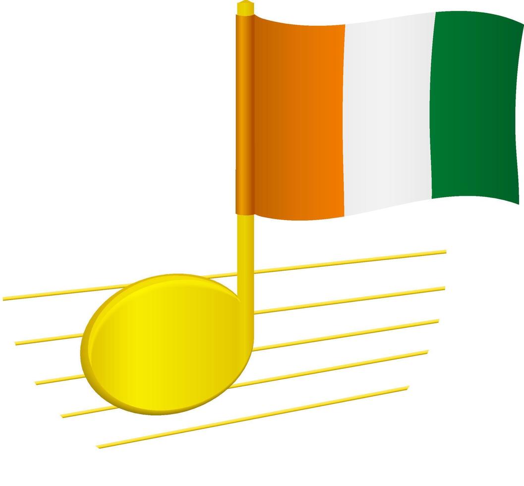 ivoorkust - vlag van ivoorkust en muzieknoot vector