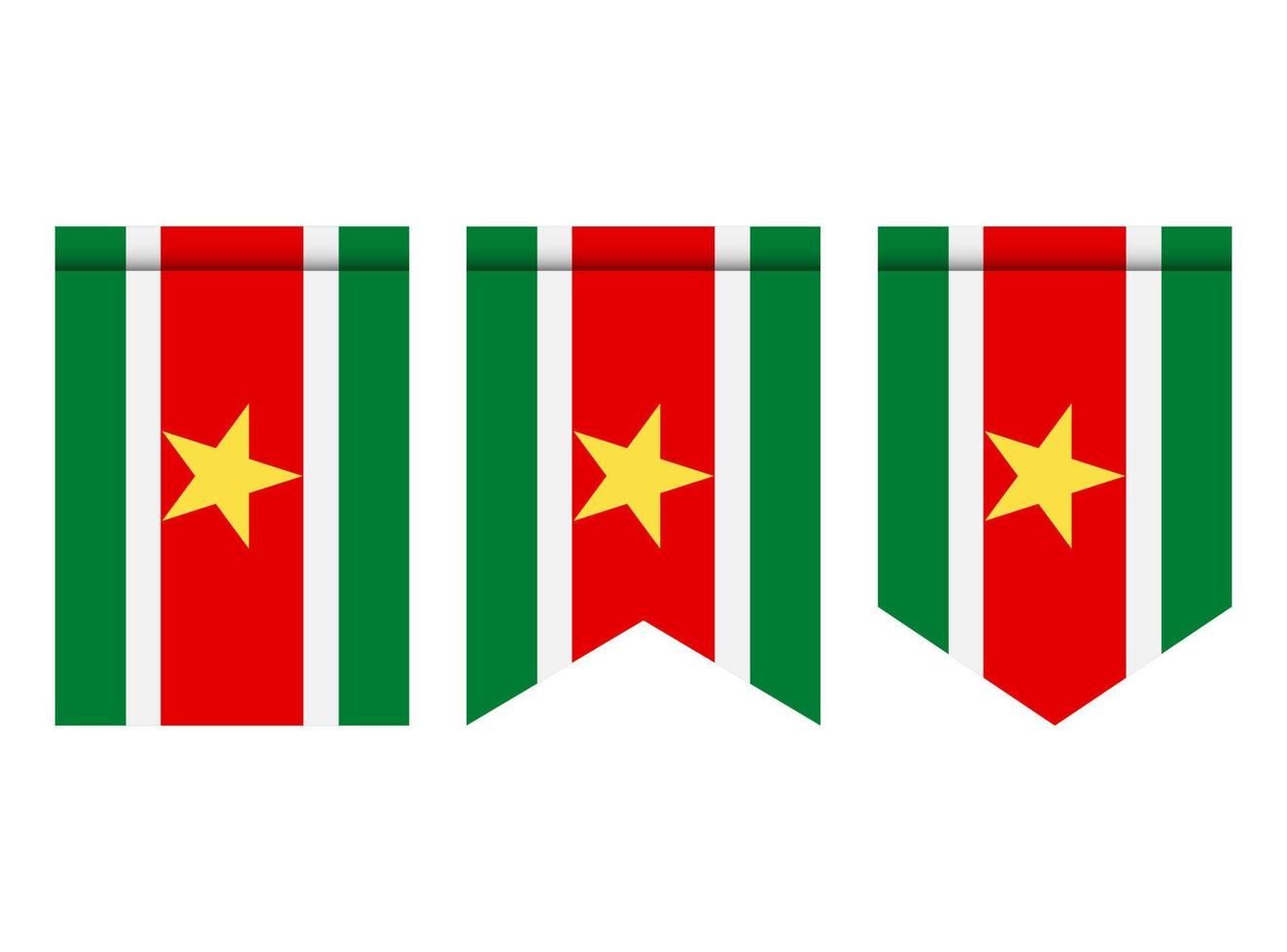 Surinaamse vlag of wimpel geïsoleerd op een witte achtergrond. wimpel vlagpictogram. vector