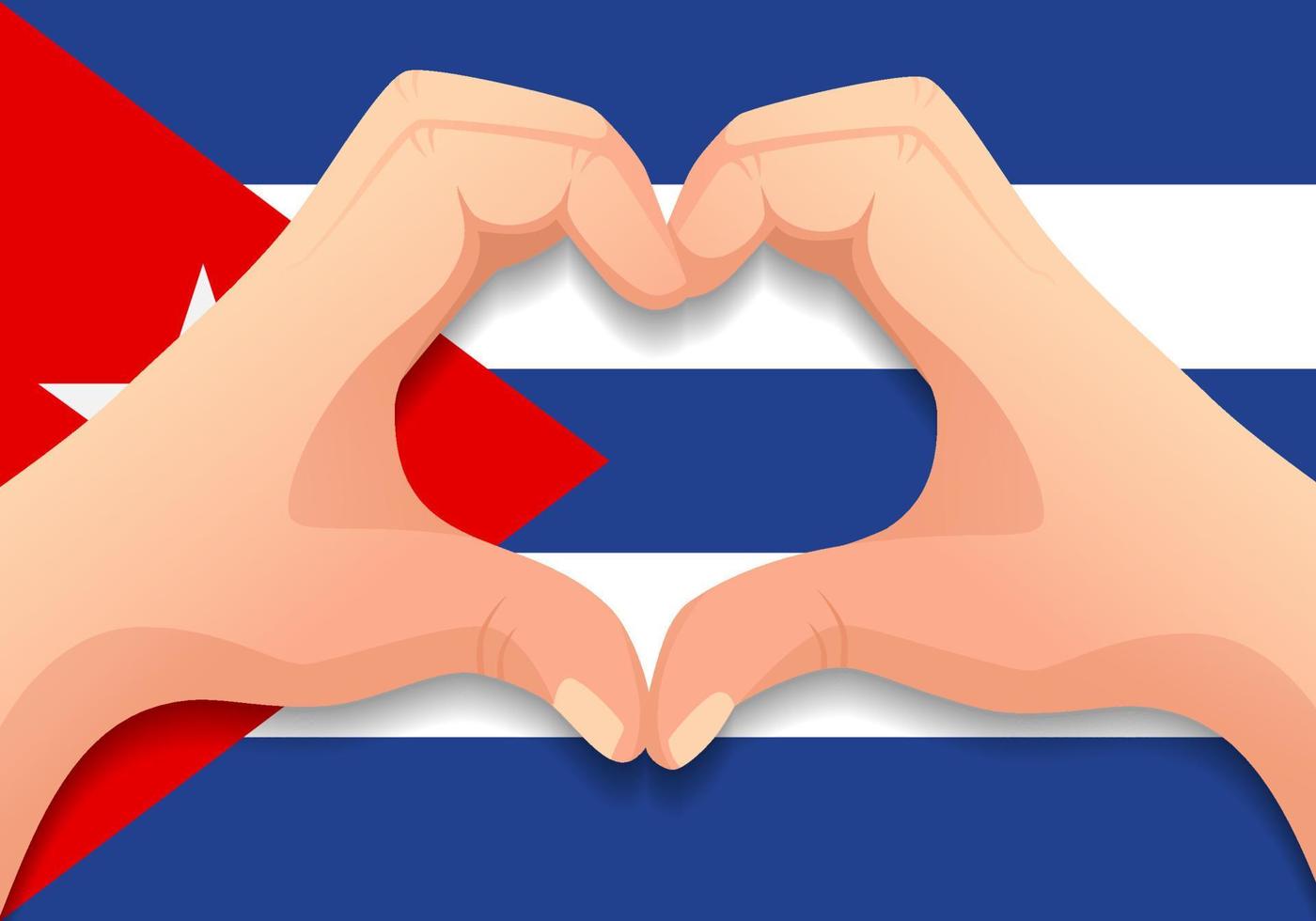 Cuba-vlag en handhartvorm vector