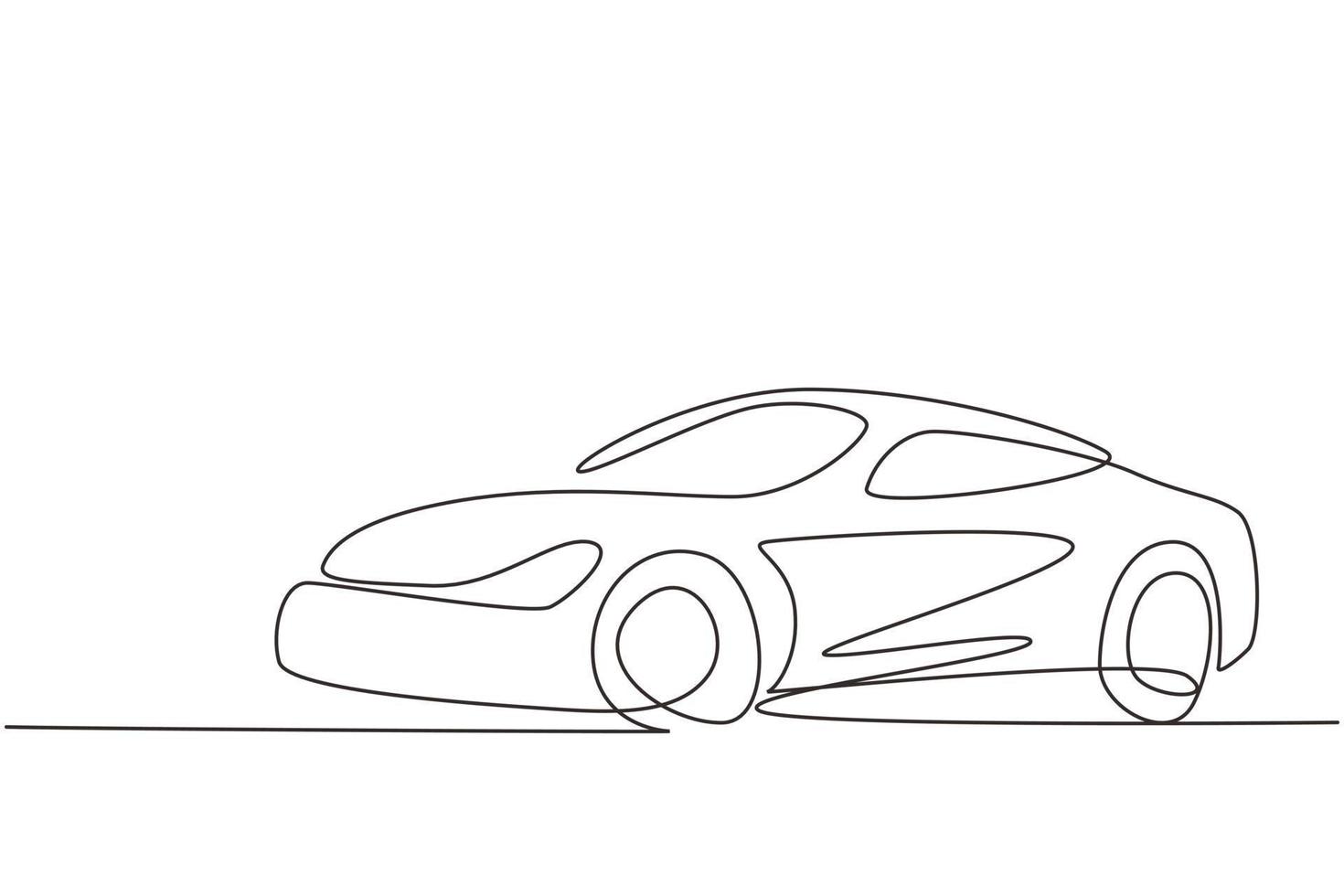 enkele doorlopende lijntekening elegante raceauto. mooie sportwagen jongens favoriet. auto's met betrouwbare snelheid om te racen. racer vervoersconcept. een lijn tekenen grafisch ontwerp vectorillustratie vector