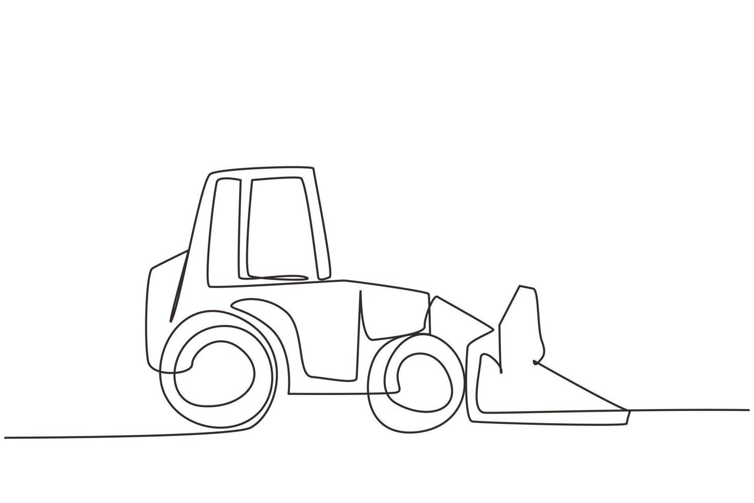 enkele doorlopende lijntekening graafmachine bulldozer met bewegende dieplepel. bouwindustrie en machines concept. zwaar autotransport. een lijn tekenen grafisch ontwerp vectorillustratie vector