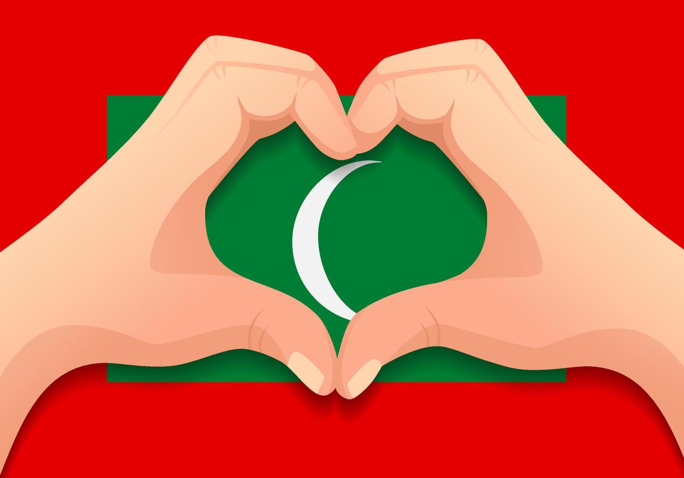 vlag van maldiven en handhartvorm vector