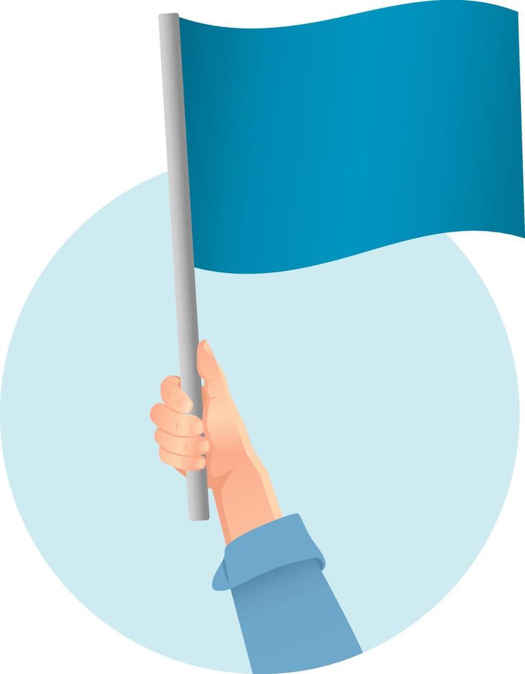 blauwe vlag in hand icoon vector