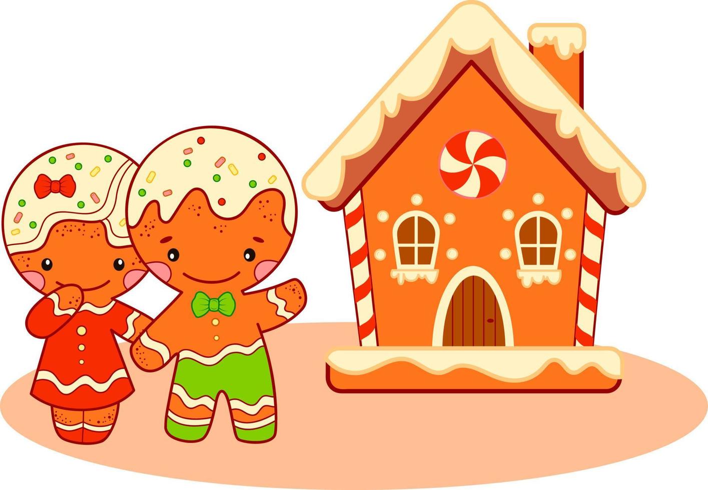 kerst tekenfilms illustraties. kerst peperkoek huis clipart vectorillustratie vector