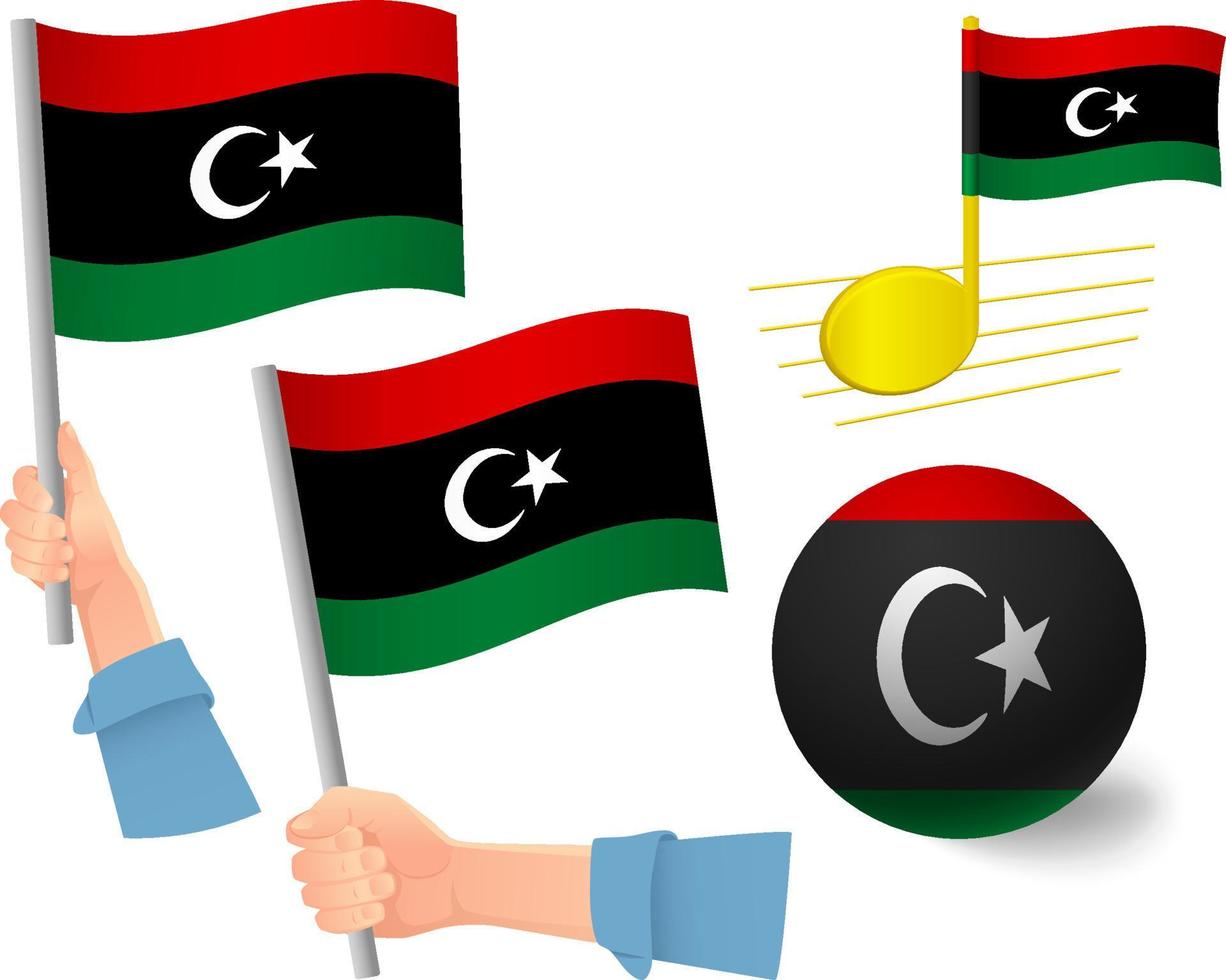 Libië vlag icon set vector