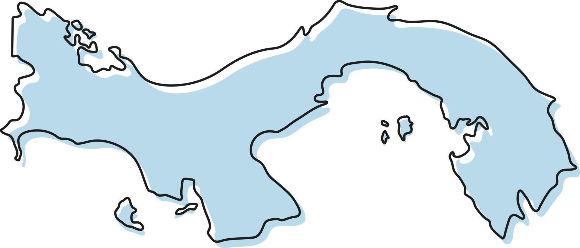 gestileerde eenvoudige overzichtskaart van het pictogram van Panama. blauwe schetskaart van panama vectorillustratie vector