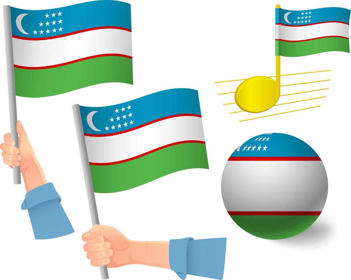 Oezbekistan vlag icon set vector