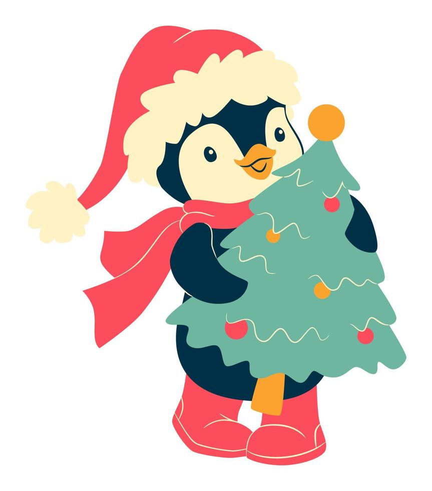 kerst pinguïn tekenfilms illustraties. schattige pinguïn vectorillustratie vector