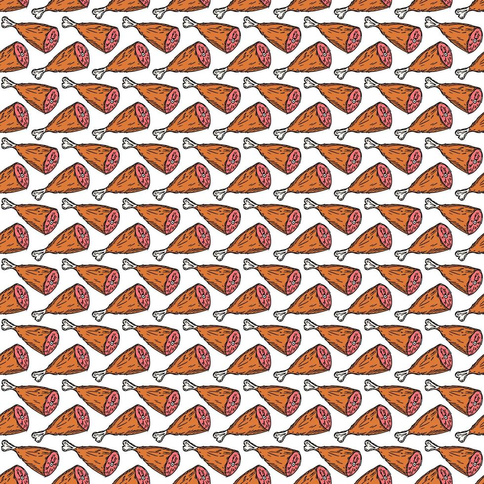 naadloos vleespatroon. vector doodle illustratie met vlees pictogram. patroon met vlees