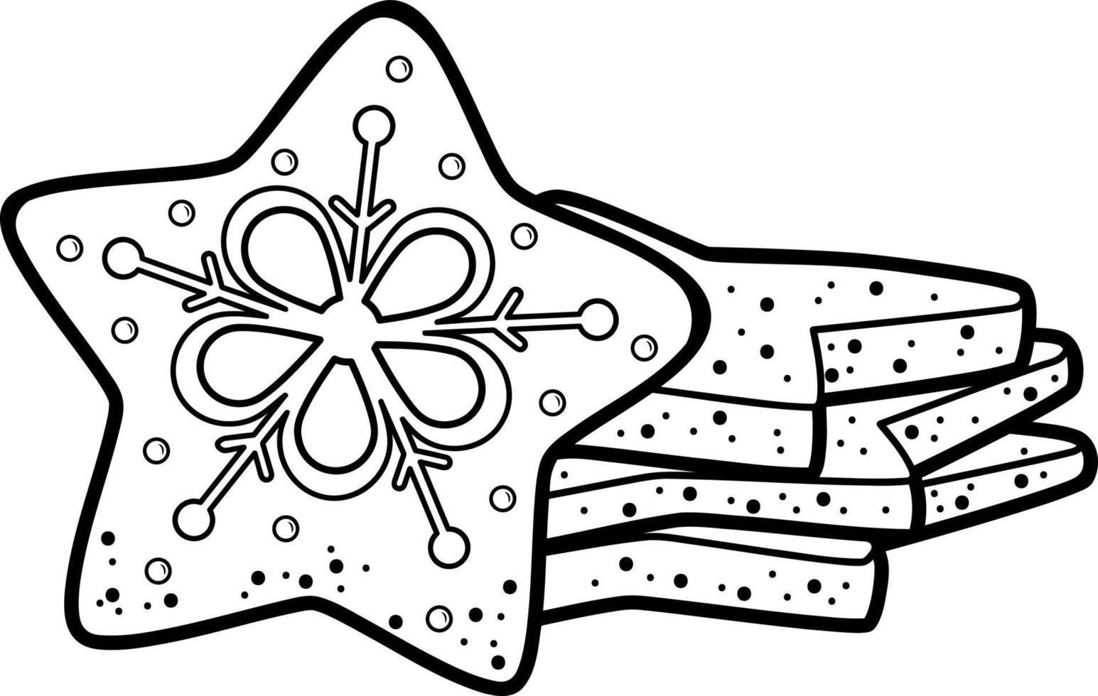 kerst kleurboek of pagina voor kinderen. kerstkoekjes zwart-wit vectorillustratie vector