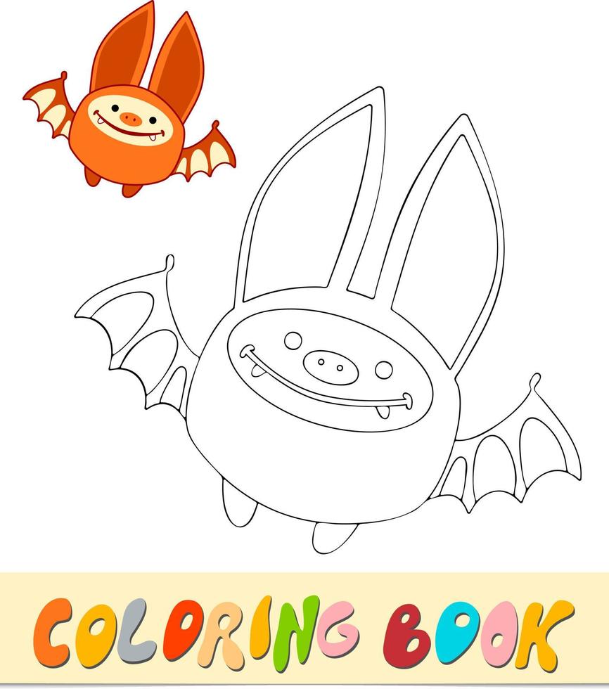 kleurboek of pagina voor kinderen. vleermuis zwart-wit vectorillustratie vector