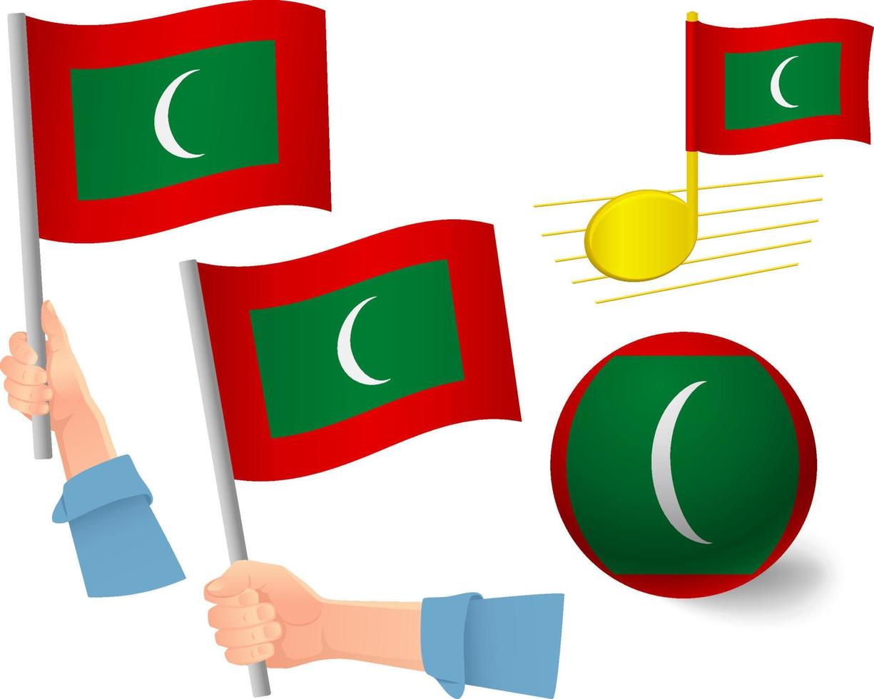maldiven vlag icon set vector
