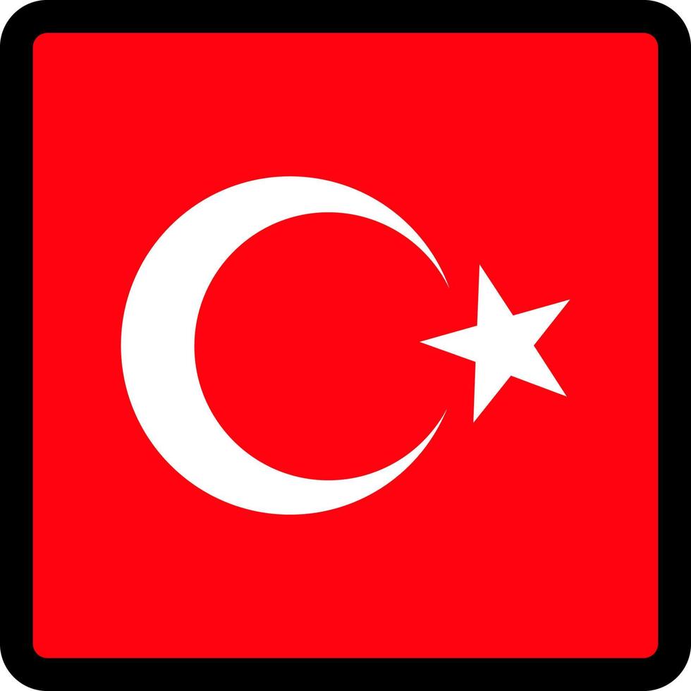 vlag van turkije in de vorm van een vierkant met contrasterende contour, communicatieteken voor sociale media, patriottisme, een knop om de taal op de site te wijzigen, een pictogram. vector