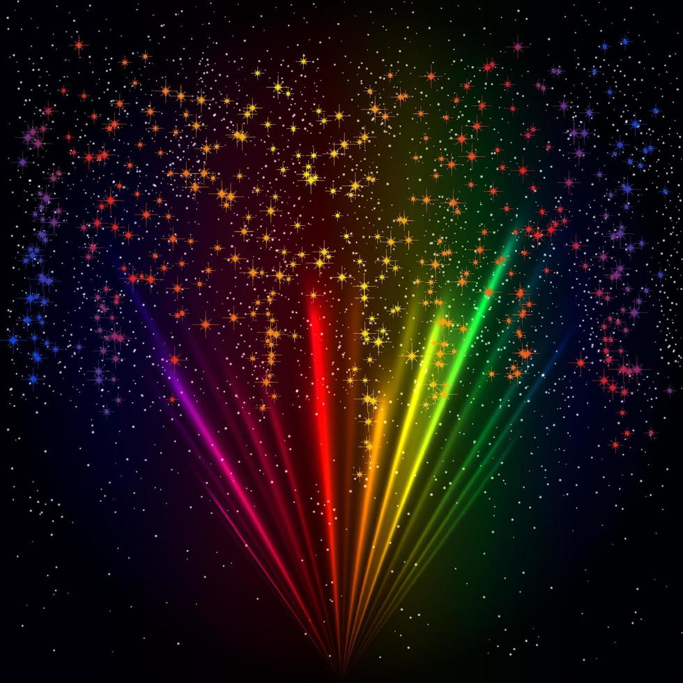 regenboog lichtstralen achtergrond, vector abstracte kleurrijke burst.