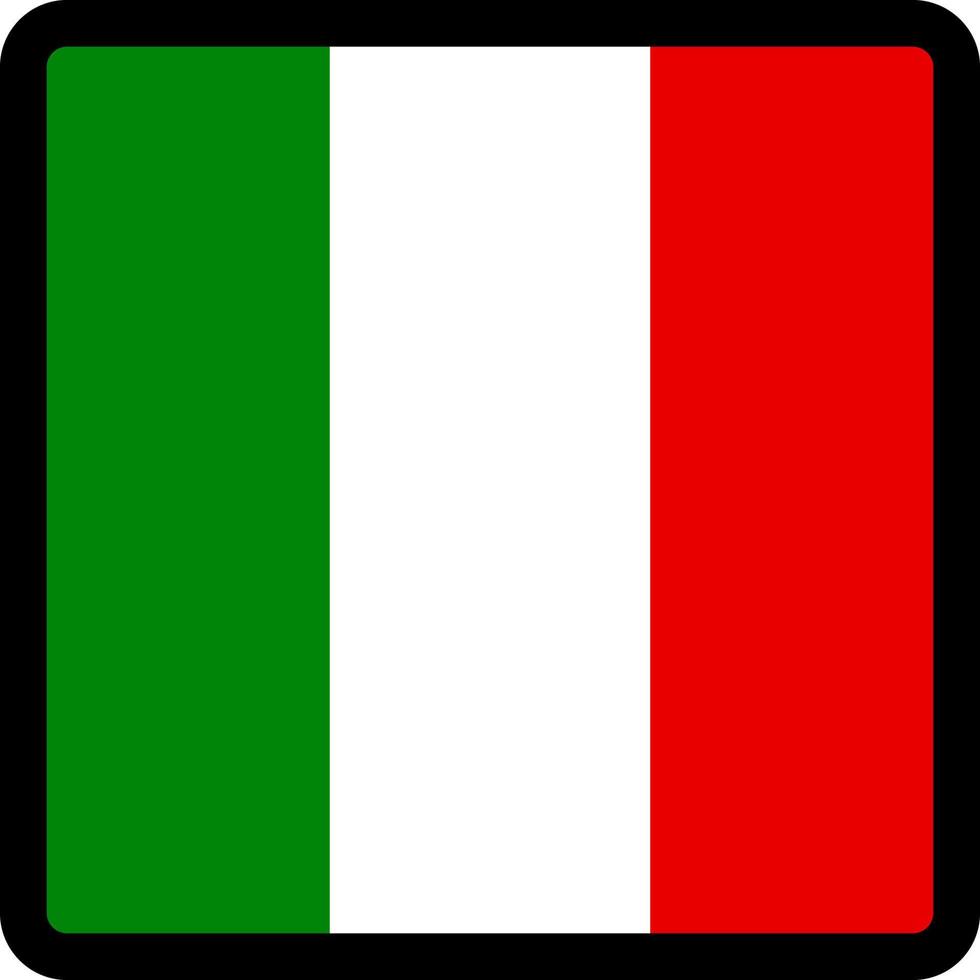 vlag van italië in de vorm van een vierkant met contrasterende contour, communicatieteken voor sociale media, patriottisme, een knop om de taal op de site te wijzigen, een pictogram. vector