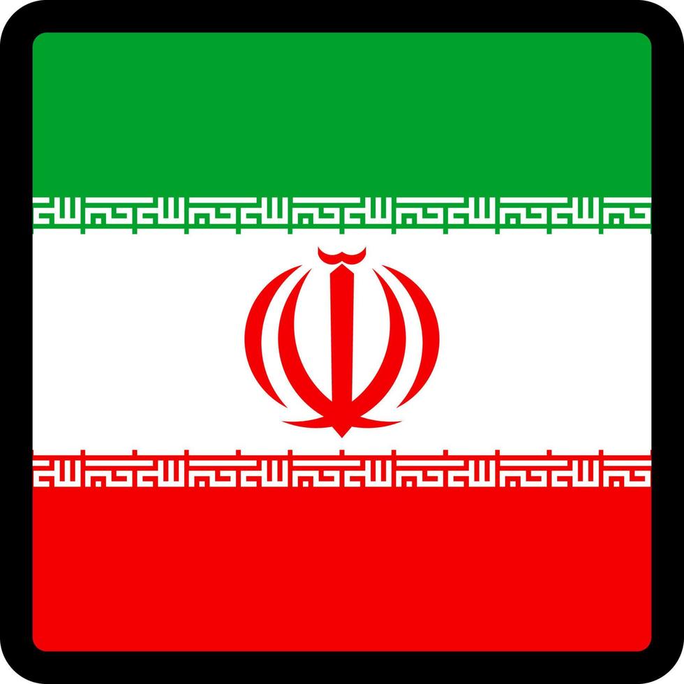 vlag van iran in de vorm van een vierkant met contrasterende contour, communicatieteken voor sociale media, patriottisme, een knop om de taal op de site te wijzigen, een pictogram. vector