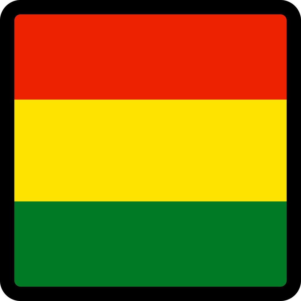 vlag van bolivia in de vorm van een vierkant met contrasterende contour, communicatieteken voor sociale media, patriottisme, een knop om de taal op de site te wijzigen, een pictogram. vector