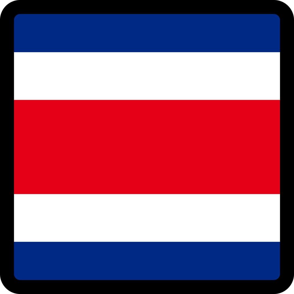 vlag van costa rica in de vorm van een vierkant met contrasterende contour, sociale media communicatieteken, patriottisme, een knop om de taal op de site te veranderen, een pictogram. vector