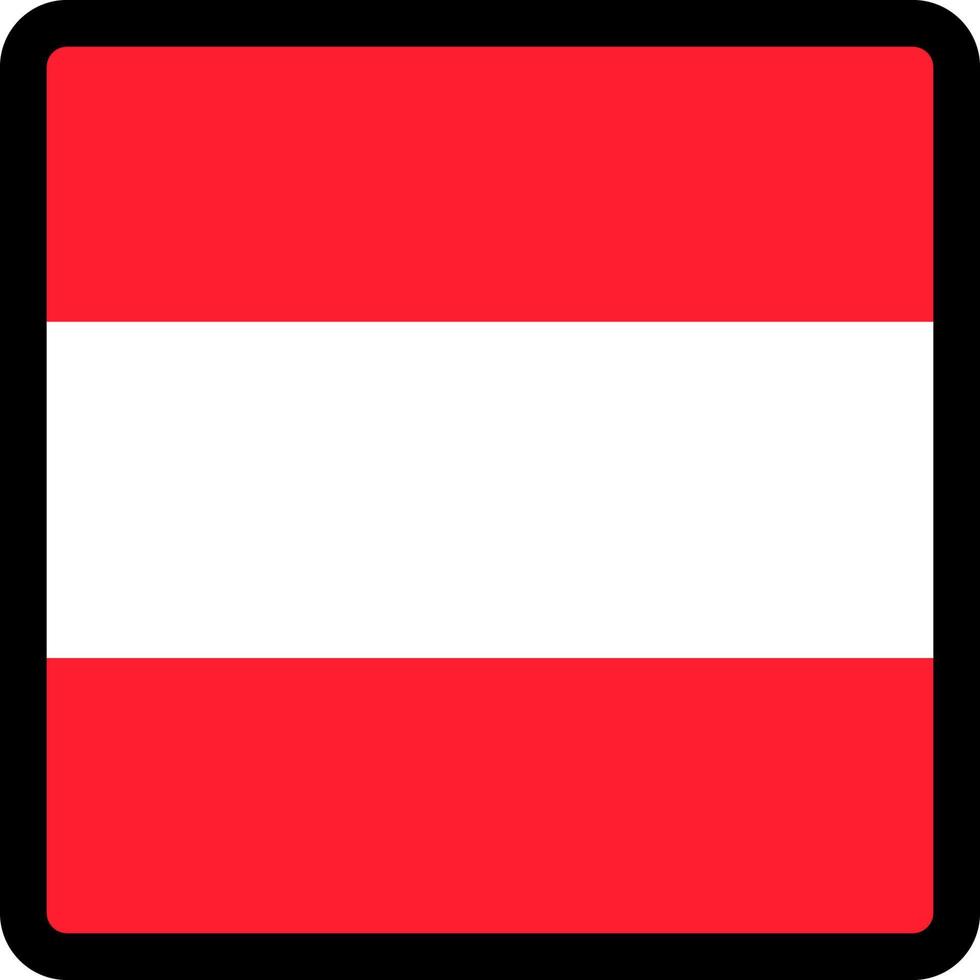 vlag van oostenrijk in de vorm van een vierkant met contrasterende contour, communicatieteken voor sociale media, patriottisme, een knop om de taal op de site te wijzigen, een pictogram. vector