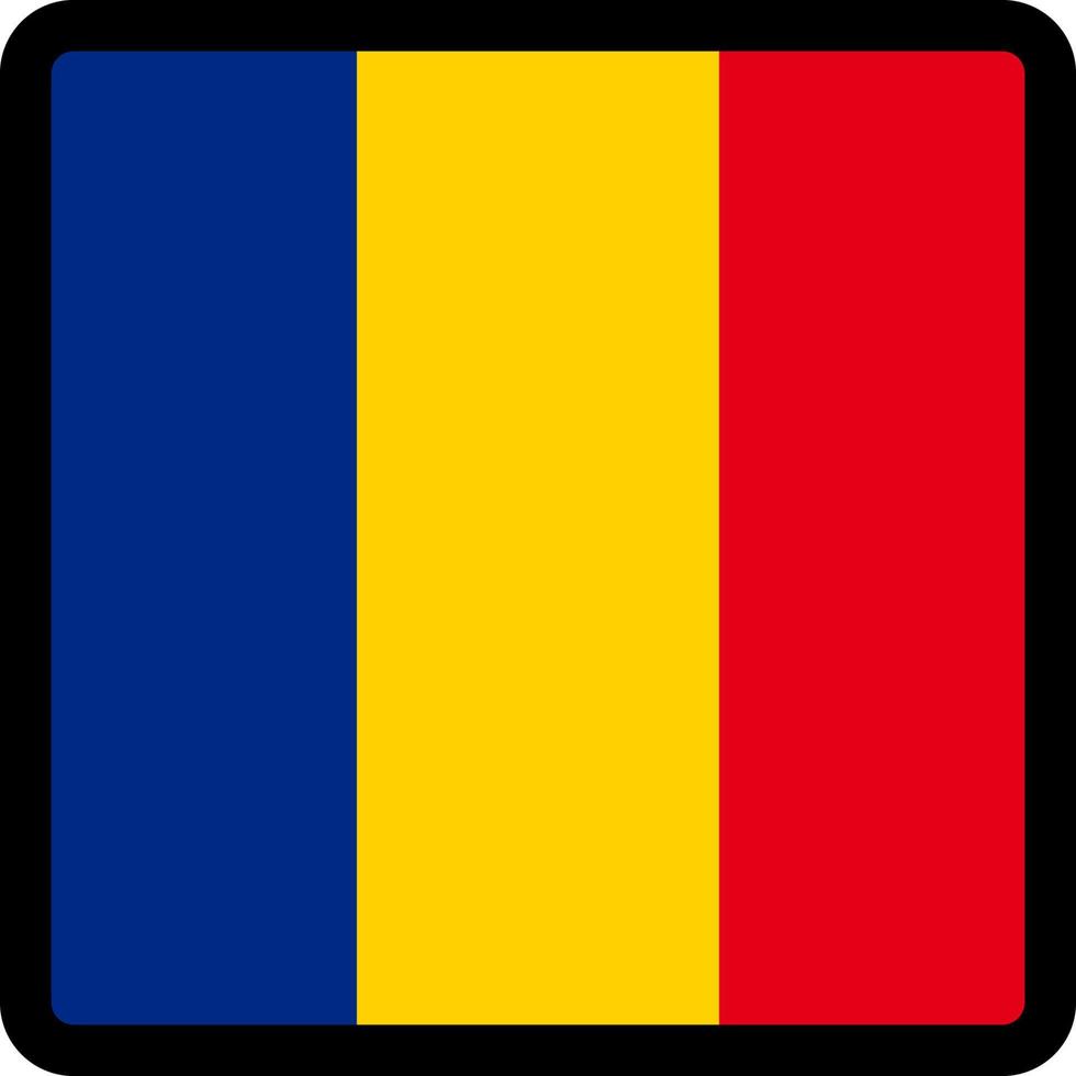 vlag van roemenië in de vorm van een vierkant met contrasterende contour, communicatieteken voor sociale media, patriottisme, een knop om de taal op de site te wijzigen, een pictogram. vector