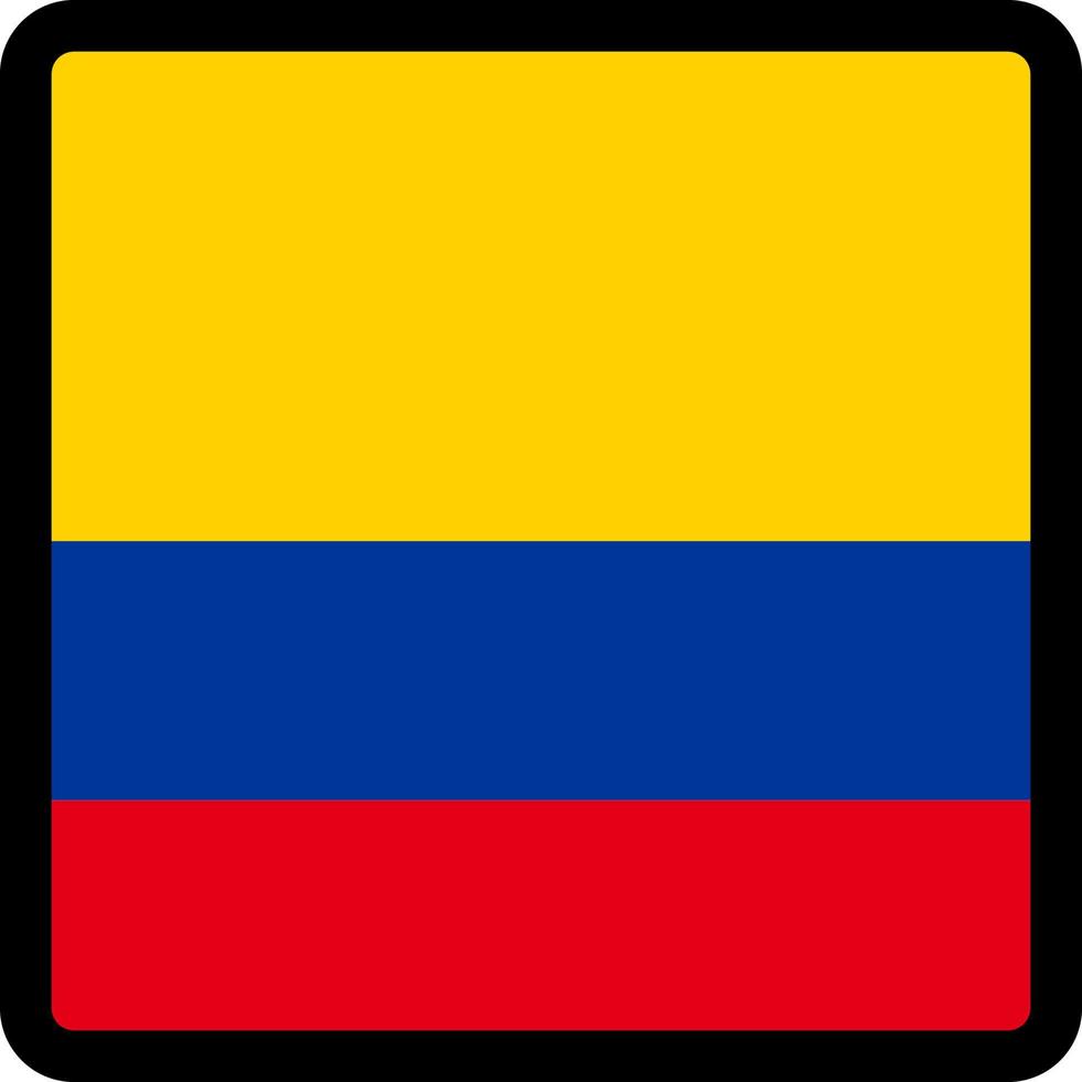 vlag van colombia in de vorm van een vierkant met contrasterende contour, communicatieteken voor sociale media, patriottisme, een knop om de taal op de site te wijzigen, een pictogram. vector