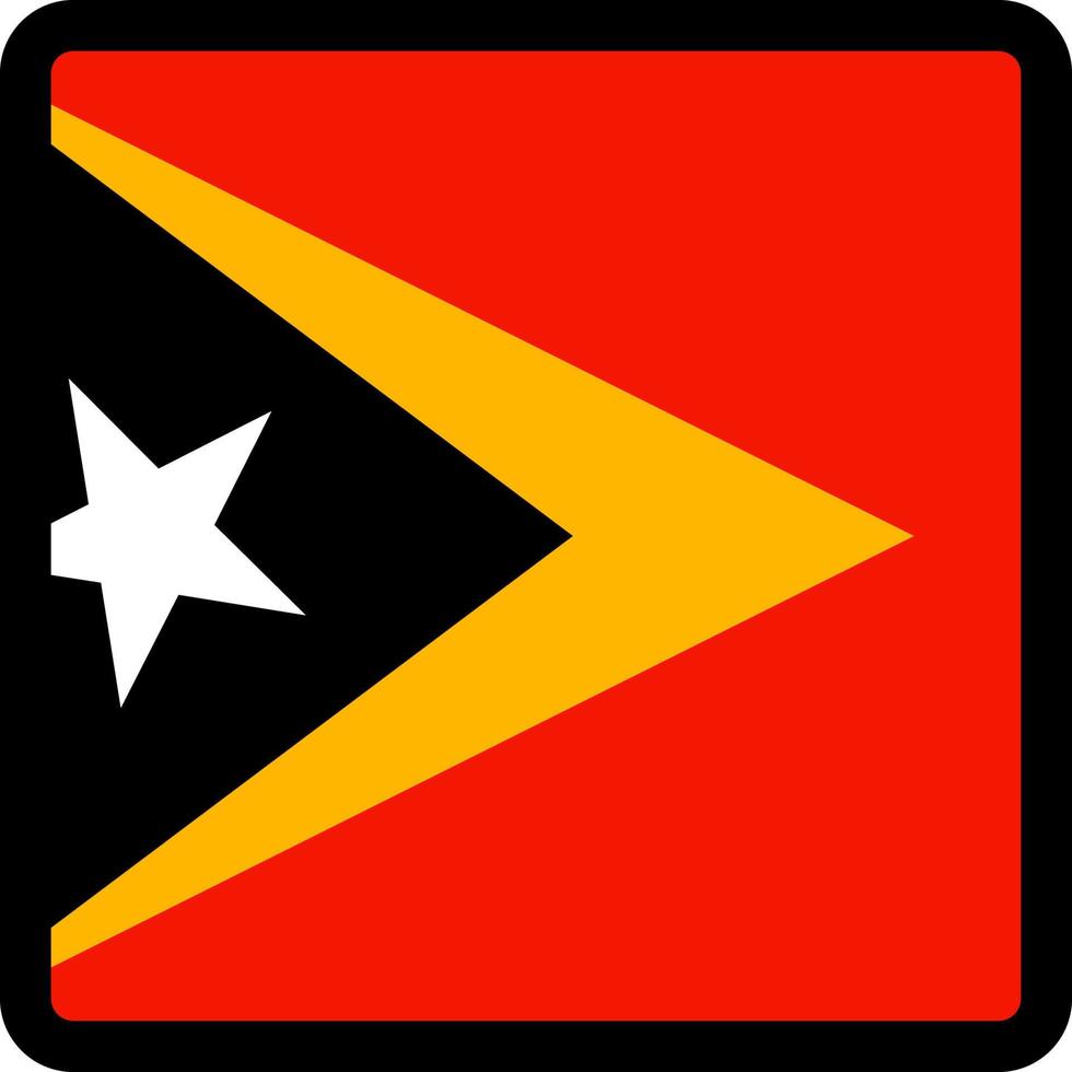 vlag van oost-timor in de vorm van een vierkant met contrasterende contour, sociale media communicatieteken, patriottisme, een knop om de taal op de site te veranderen, een pictogram. vector