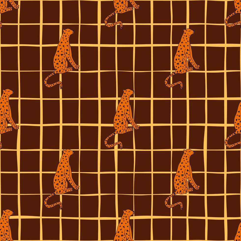 doodle cheetah naadloze patroon. hand getekend schattig luipaard eindeloos behang. wilde dieren achtergrond. vector
