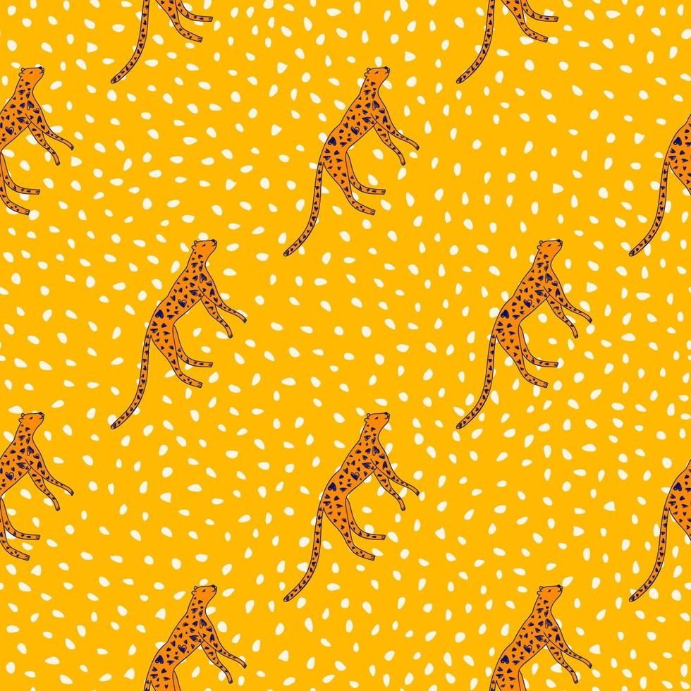 hand getekend schattig luipaard naadloos patroon. doodle cheetah eindeloos behang. vector