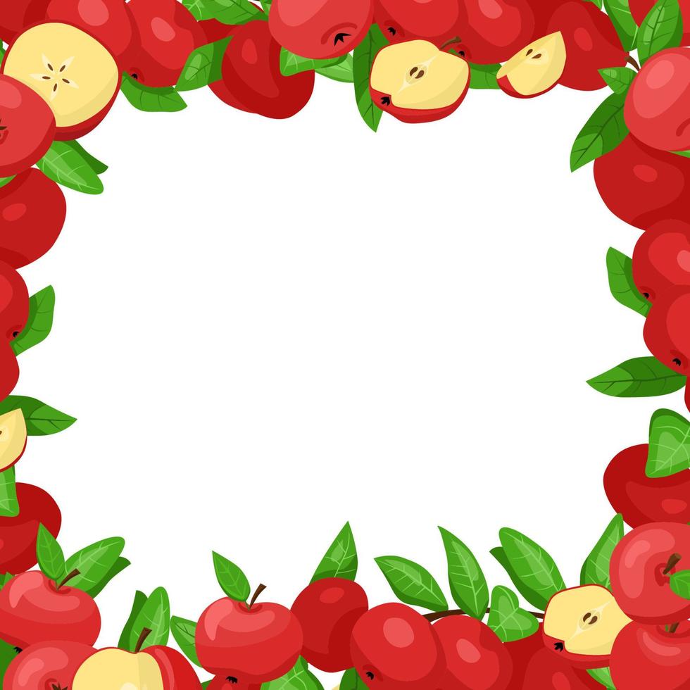 vierkant frame van rode appels. vectorillustratie. vector