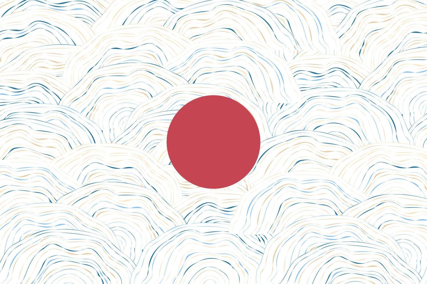 vloeiende Japanse oceaangolf vectorkunst. modern Aziatisch dia-ontwerp. inkttekeningtextuur met mariene vorm vector