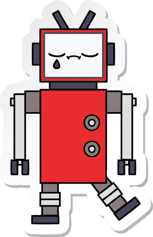 sticker van een schattige tekenfilmrobot vector