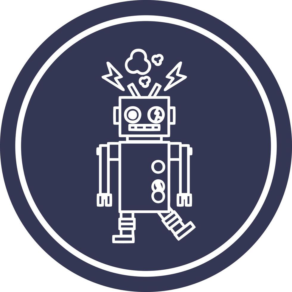 defecte robot cirkelpictogram vector