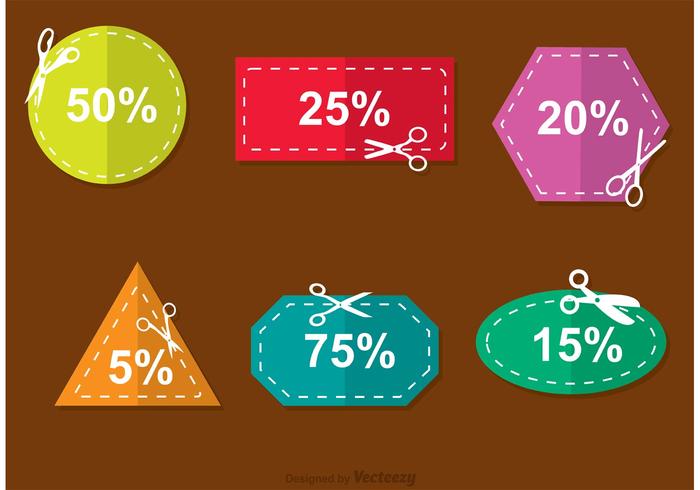 Kleurrijke Schaar Coupon Korting Vectoren