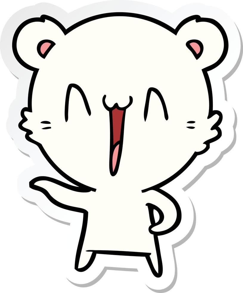 sticker van een lachende ijsbeer cartoon vector