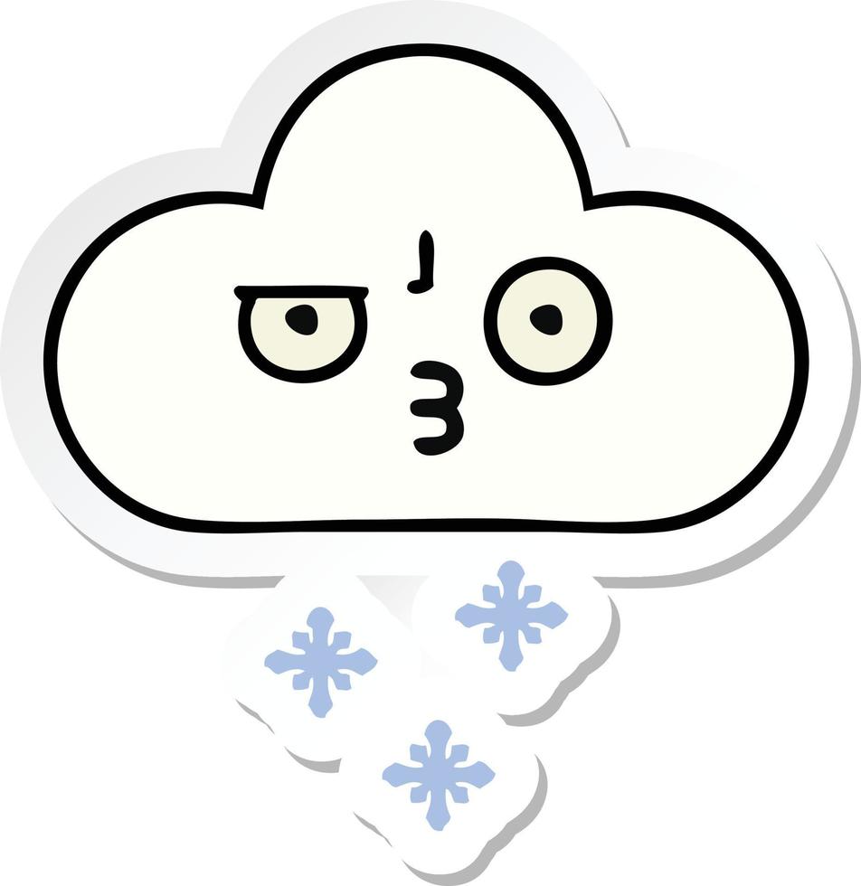 sticker van een schattige cartoon sneeuwwolk vector