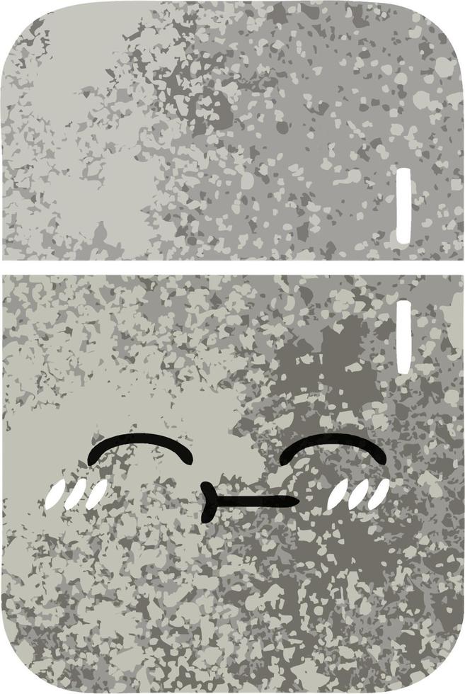 retro illustratie stijl cartoon koelkast met vriesvak vector