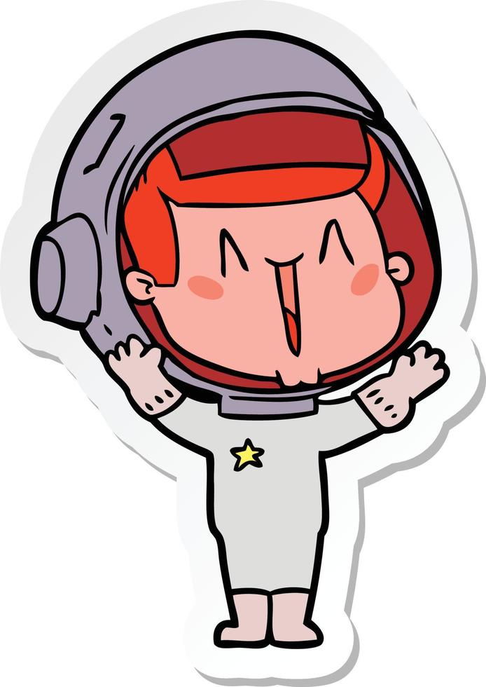 sticker van een happy cartoon-astronaut vector