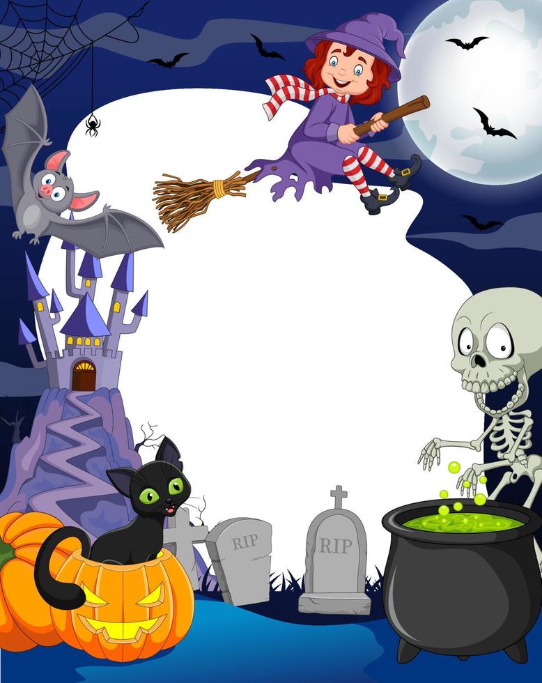 cartoon halloween achtergrond met lege ruimte vector