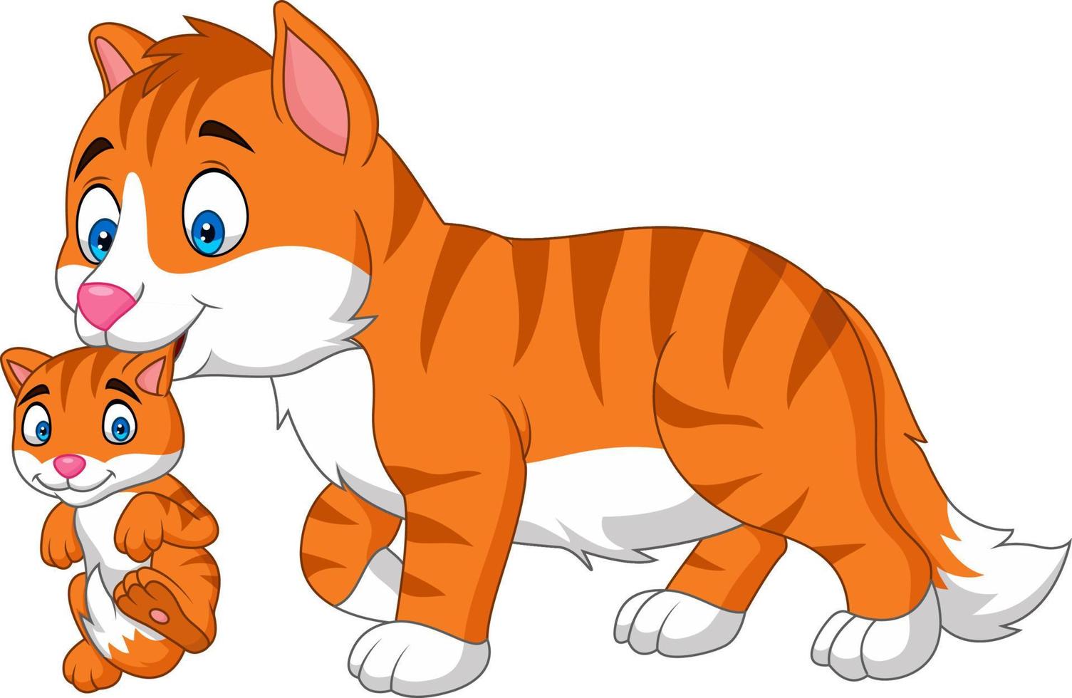 cartoon kat die haar baby draagt vector