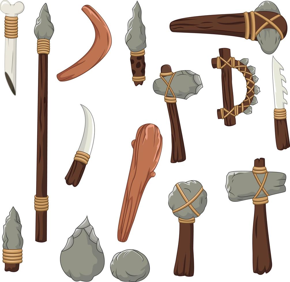 set gereedschappen van prehistorische mens vector